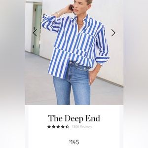 AYR brand new, never worn deep end button down in marias blue regatta stripe